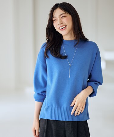 【5色展開/洗濯機可/静電防止】ハイネックデイリーニット