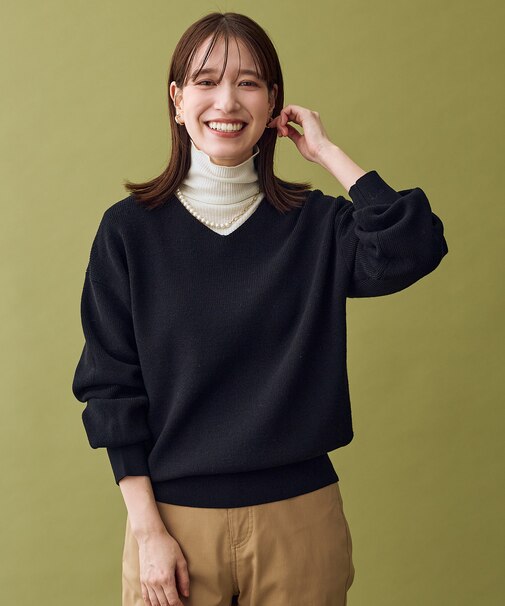 【8色展開】Vネックデイリーニット