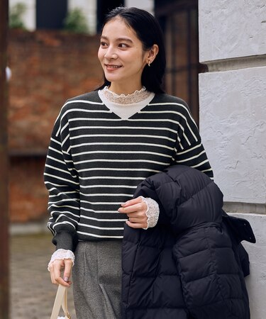 【8色展開】Vネックデイリーニット