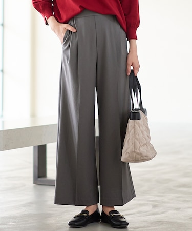 【6サイズ展開/洗濯機可/UVケア/ウエストゴム】イージーワイドパンツ