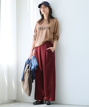 【6サイズ展開/洗濯機可/UVケア/ウエストゴム】イージーワイドパンツ