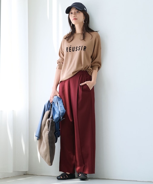 【6サイズ展開/洗濯機可/UVケア/ウエストゴム】イージーワイドパンツ