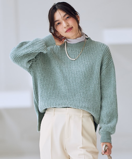 【手洗い可】レーシーモールニット