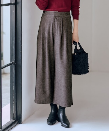 【6サイズ展開/ウエストゴム】ライトツイードパンツ