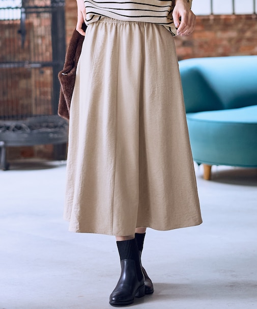 【ウエストゴム】スエードフレアスカート