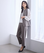 【3SET】きちんと見え3点コーデセット（ブラウス＋ジレ＋パンツ）