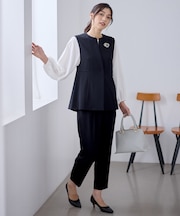 【3SET】きちんと見え3点コーデセット（ブラウス＋ジレ＋パンツ）