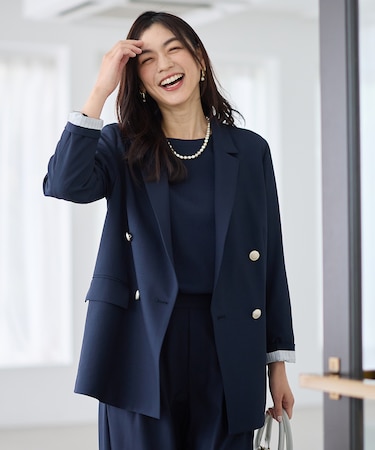 イージーケアライトストレッチダブルテーラードジャケット