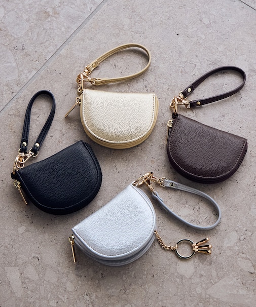 カラビナ付半月型キーケース