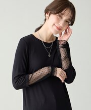 袖ドットチュールコンビインナー