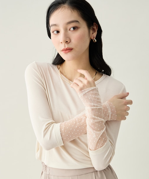 袖ドットチュールコンビインナー