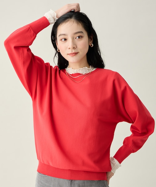 スプリングカラーニットドルマンプルオーバー