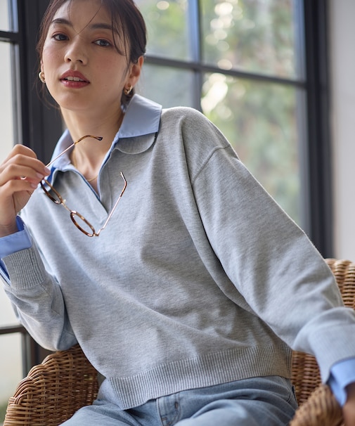 ファブリックコンビスキッパーニット