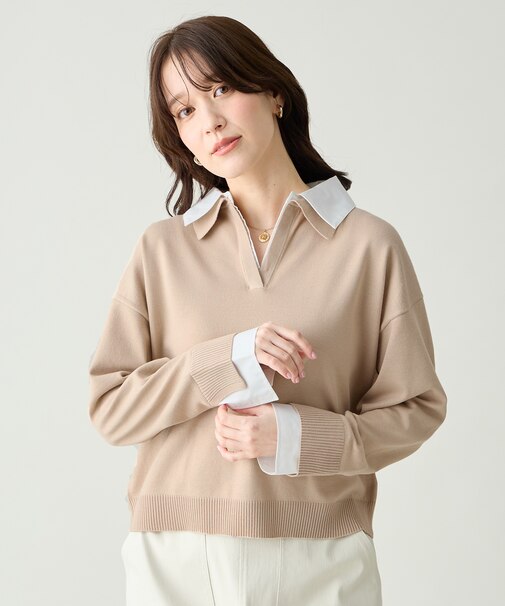 ファブリックコンビスキッパーニット