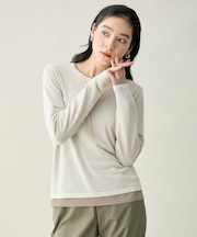 カラーレイヤードニットTシャツ