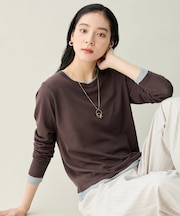 カラーレイヤードニットTシャツ