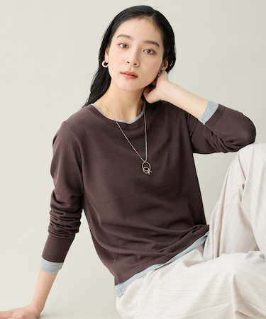 カラーレイヤードニットTシャツ