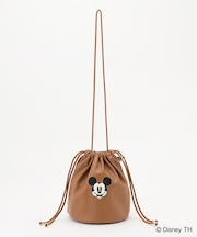 【ディズニー】ミッキーマウス／フェイクレザー巾着バッグ