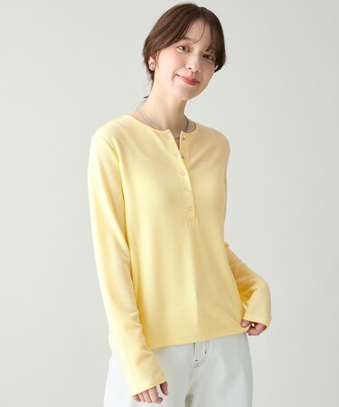 クリアラメフライスヘンリーネックプルオーバー