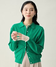 コットンブレンドポロカーデ