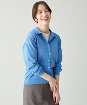 コットンブレンドポロカーデ