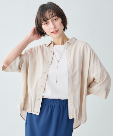 ヨーロピアンリネンハーフスリーブシャツ