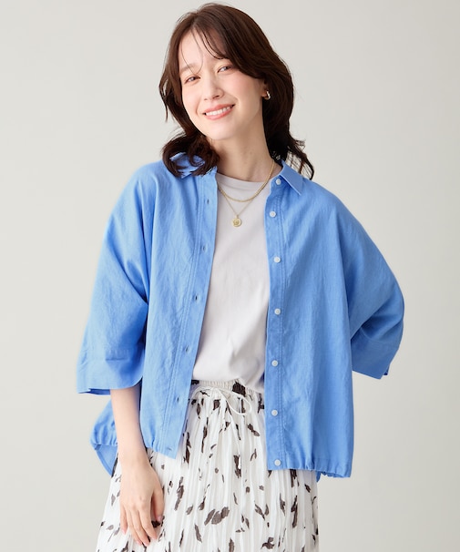 ヨーロピアンリネンハーフスリーブシャツ