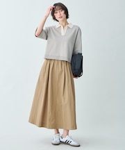 【2SET】バイカラーポロニット×スカートセット