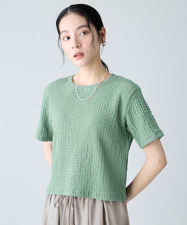 レースショート丈Tシャツ