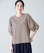 ツイストスリーブボーダートップス