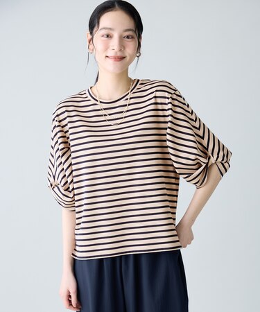 ツイストスリーブボーダートップス