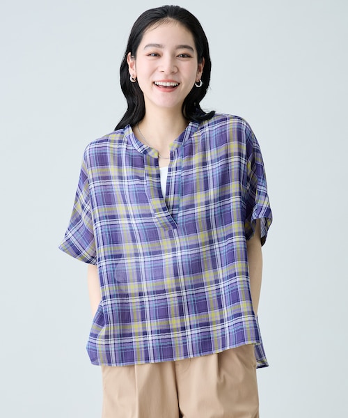 シアーチェックスキッパーブラウス｜エニィの通販｜&mall（アンド