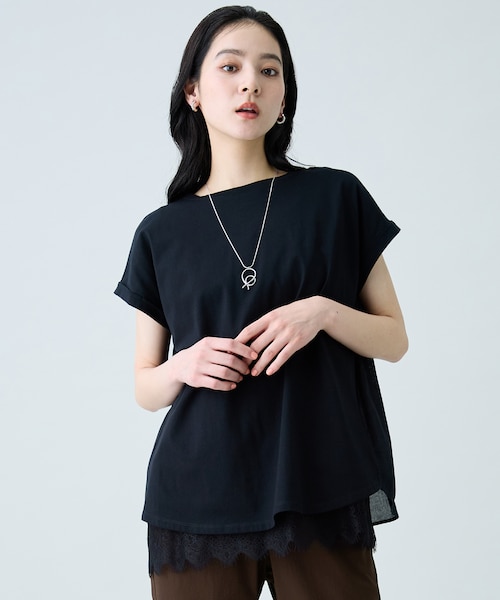 美品♪サカイ バックプリント切替デザインプルオーバー 異素材コンビ カットソー 前後2WAY異素材コンビカットソー｜エニィの通販｜&mall（アンドモール