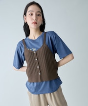 リネンライクレーシーニットビスチェ