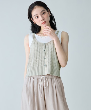 リネンライクレーシーニットビスチェ