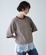 起毛ボーダーリンガーTシャツ