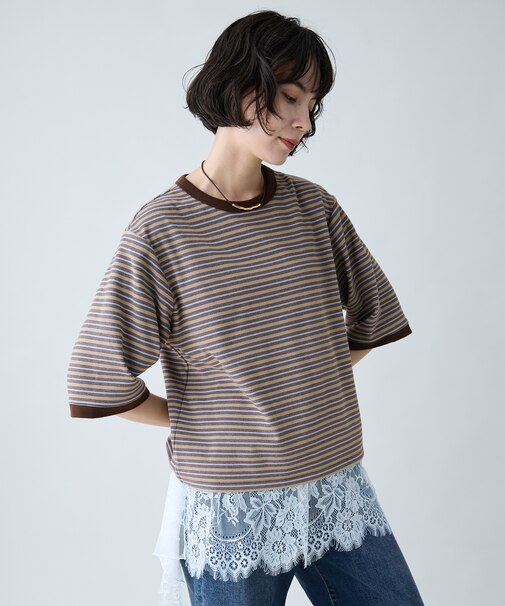 起毛ボーダーリンガーＴシャツ