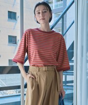 起毛ボーダーリンガーTシャツ