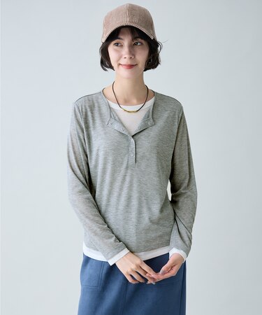 フェイクレイヤードヘンリーネックプルオーバー