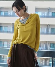 フェイクレイヤードヘンリーネックプルオーバー