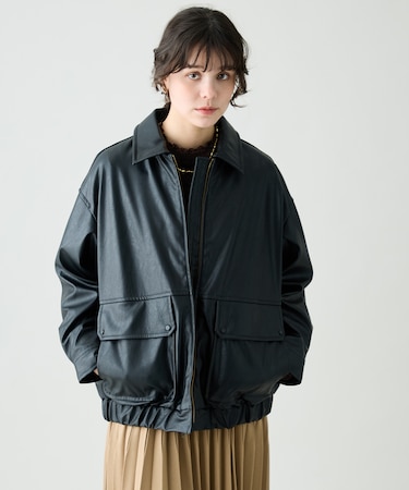 レザーライクブルゾン