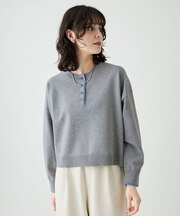 バイカラーヘンリーネックニット