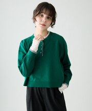 バイカラーヘンリーネックニット