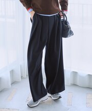 パウダリーツイード タックワイドパンツ（セットアップ着用可）