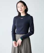 配色ラインリブニット