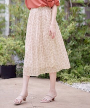 【洗える】クリスタルプリーツフラワー スカート