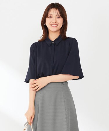 【洗える】トロミシャツカラー ブラウス