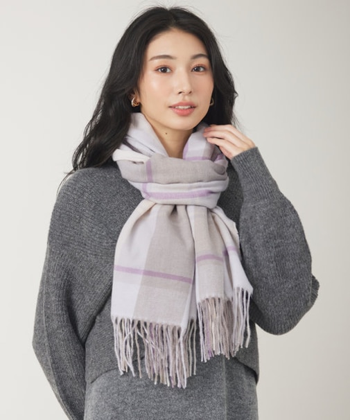 【洗える】フワリーチェック ストール