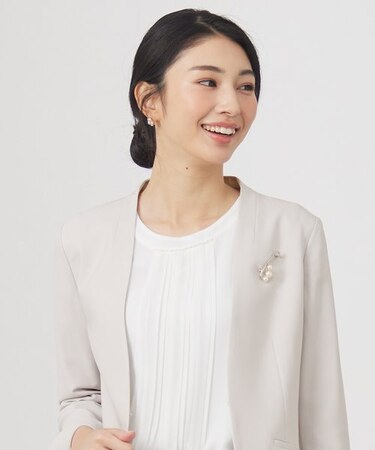 メタルラインパール調 ブローチ