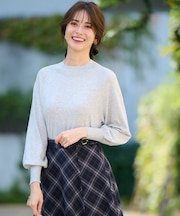 【洗える】カシミヤブレンドパフ袖 ニット